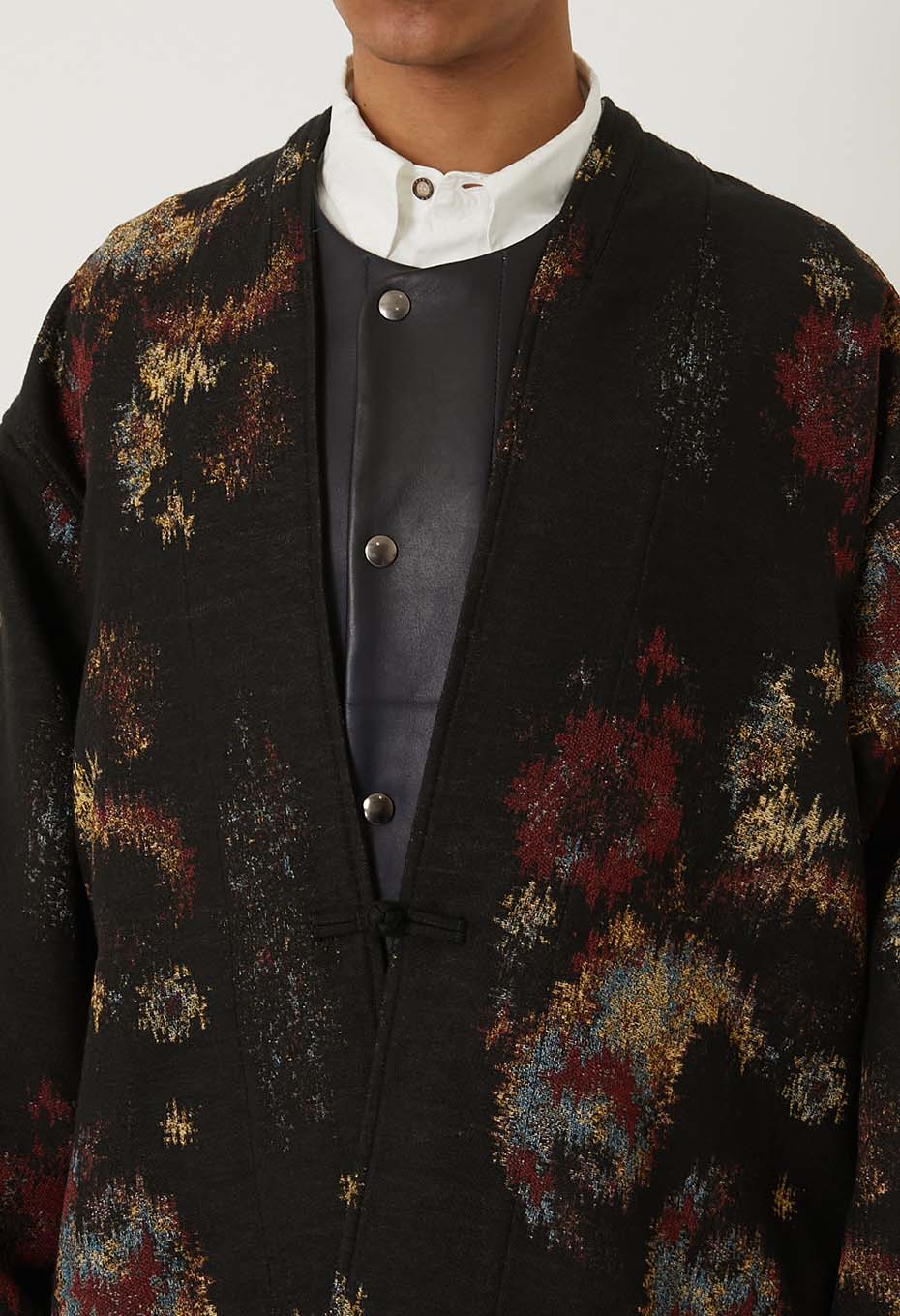 BLUE BLUE JAPAN TSUJIGAHANA GOBELIN LONG HAORI JACKET - BLACK