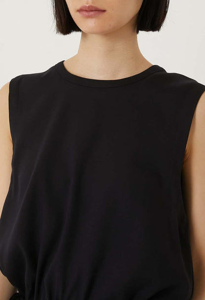 BLUE BLUE JAPAN STRETCH DRY TWILL GATHERED TANK DRESS- DARK NAVY