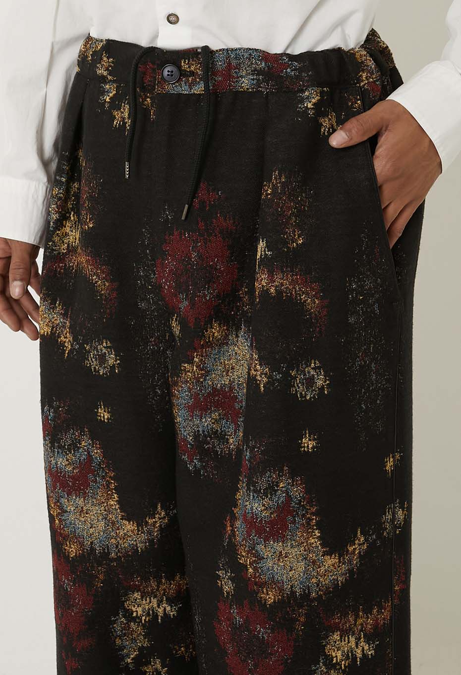 BLUE BLUE JAPAN TSUJIGAHANA GOBELIN STRAIGHT DRAWSTRING PANTS - BLACK