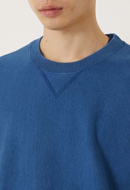 BLUE BLUE JAPAN KNITTED ORGANIC COTTON SWEAT HAND DYED CREW NECK PULLOVER - INDIGO