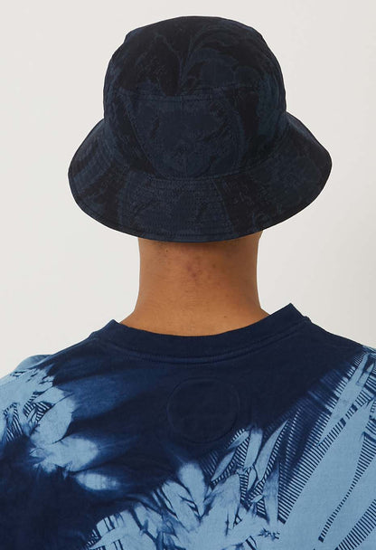 BLUE BLUE JAPAN INDIGO NYLON SATIN TSUJIGAHANA BUCKET HAT