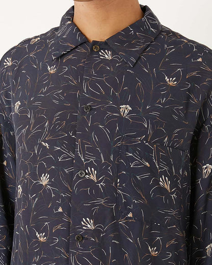 BLUE BLUE JAPAN RAYON ET CASABLANCA LILY LS SHIRT - DARK NAVY
