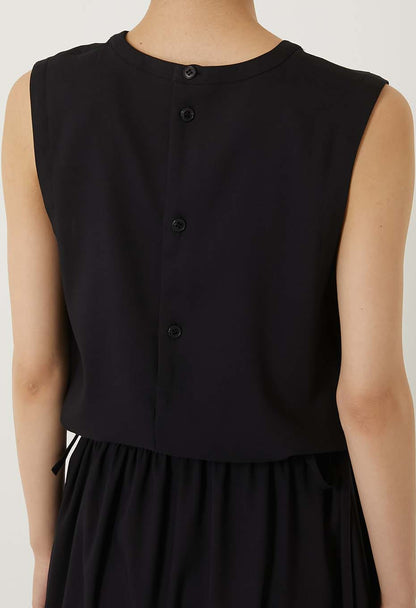 BLUE BLUE JAPAN STRETCH DRY TWILL GATHERED TANK DRESS- DARK NAVY