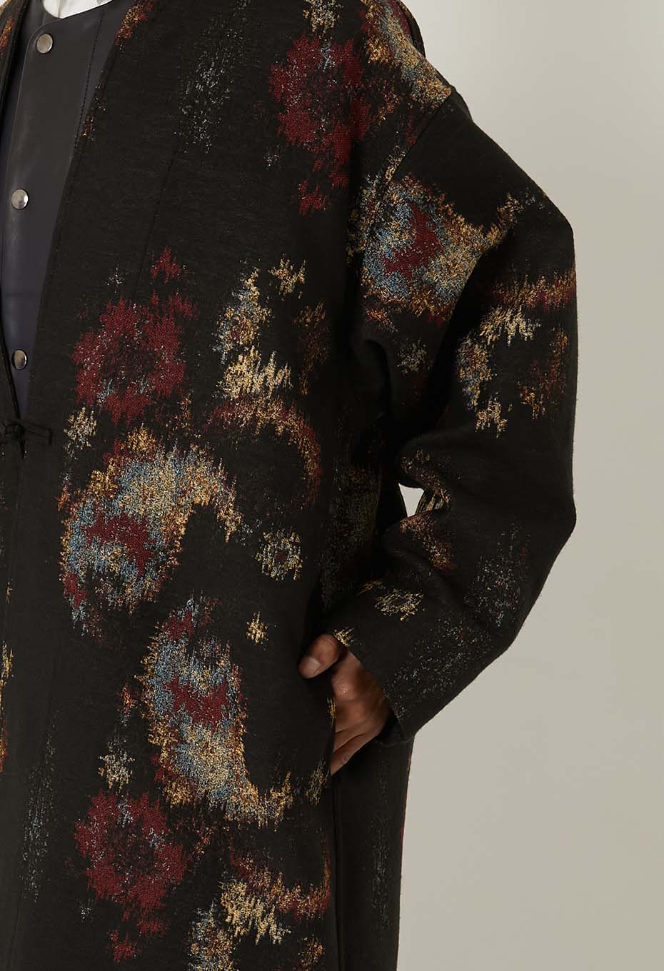 BLUE BLUE JAPAN TSUJIGAHANA GOBELIN LONG HAORI JACKET - BLACK