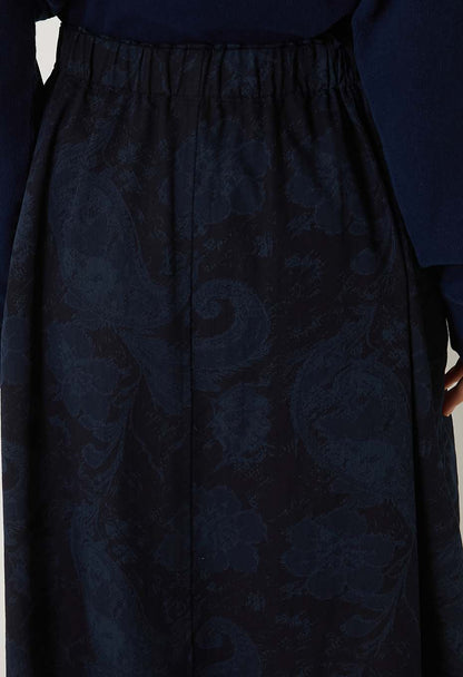 BLUE BLUE JAPAN INDIGO NYLON SATIN TSUJIGAHANA GATHERED SKIRT - INDIGO