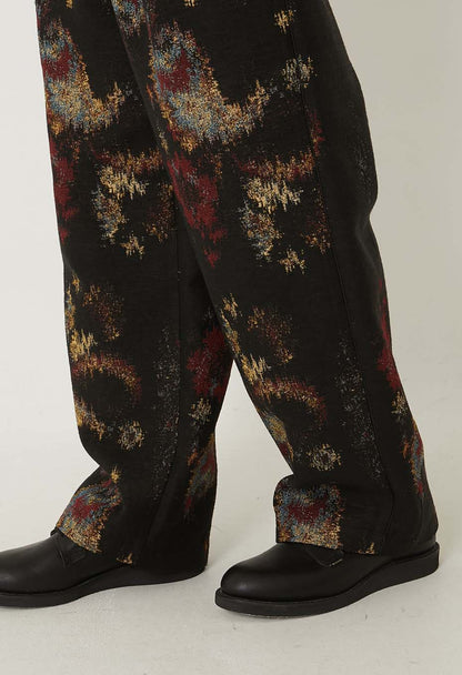 BLUE BLUE JAPAN TSUJIGAHANA GOBELIN STRAIGHT DRAWSTRING PANTS - BLACK