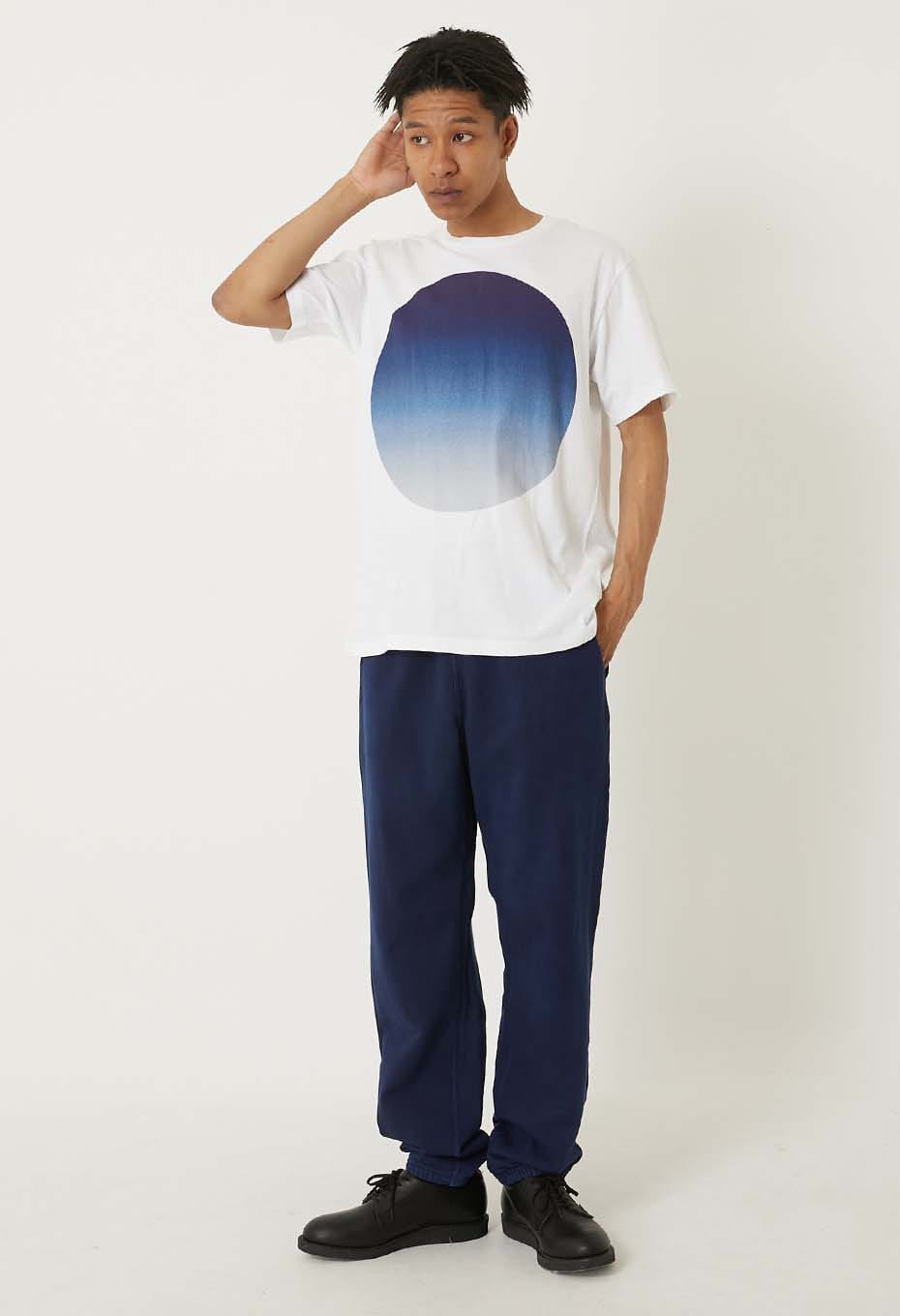 BLUE BLUE JAPAN GRADATION BIG CIRCLE PRINT SS TEE - BLUE