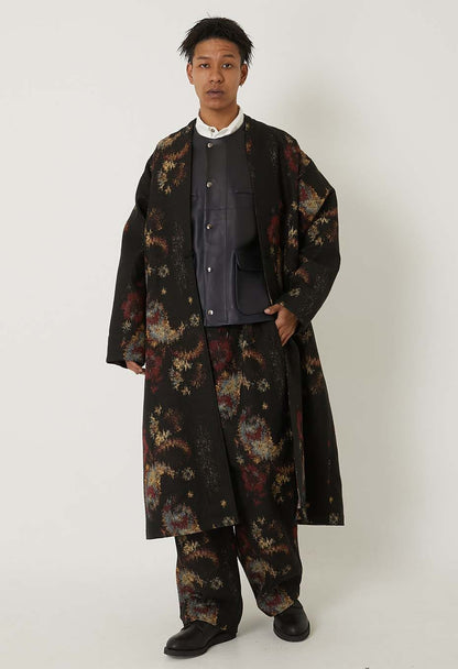 BLUE BLUE JAPAN TSUJIGAHANA GOBELIN LONG HAORI JACKET - BLACK