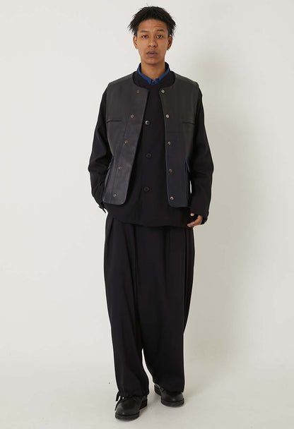 BLUE BLUE JAPAN STRETCH DRY TWILL FULL WIDE PANTS - DARK NAVY