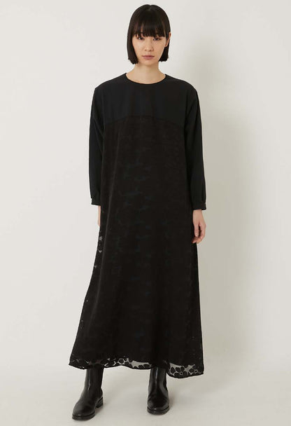 BLUE BLUE JAPAN OPENWORK PATTERN PULLOVER DRESS - BLACK