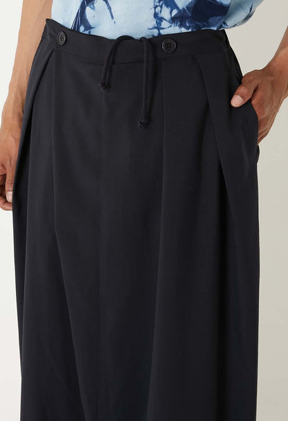 BLUE BLUE JAPAN DRY TOUCH POPLIN FULL WIDE PANTS - DARK NAVY
