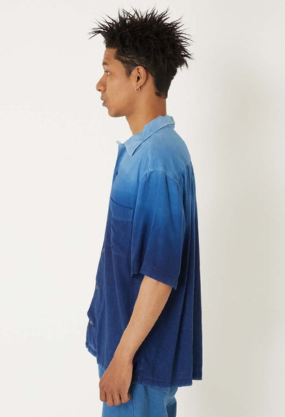BLUE BLUE JAPAN INDIGO HAND DYED GRADATION LINEN SS SHIRT
