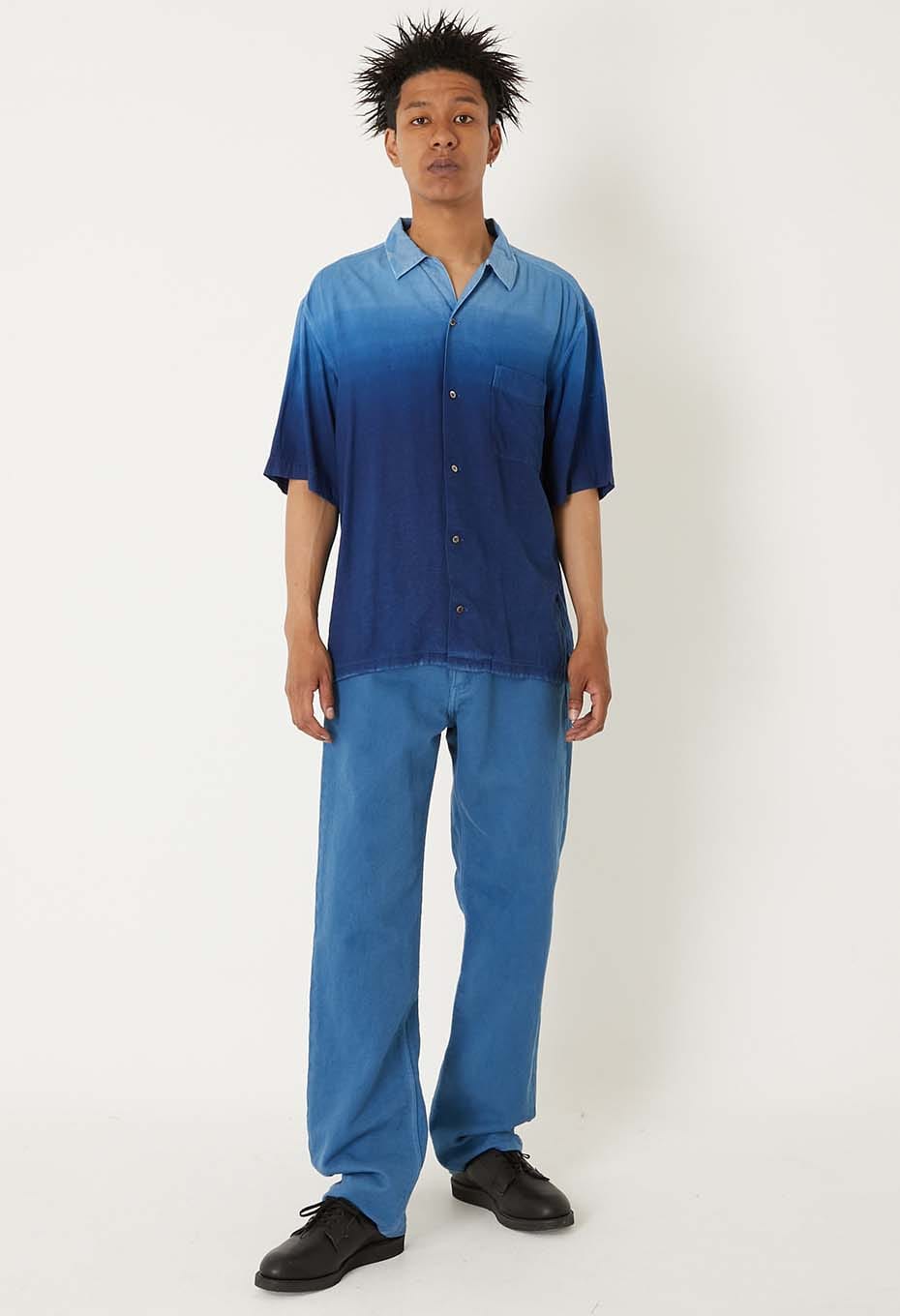 BLUE BLUE JAPAN INDIGO HAND DYED GRADATION LINEN SS SHIRT