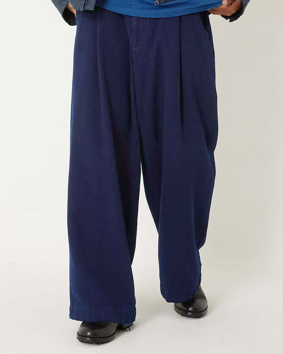 BLUE BLUE JAPAN  PURE INDIGO LIGHT SASHIKO TUCKED WIDE PANTS