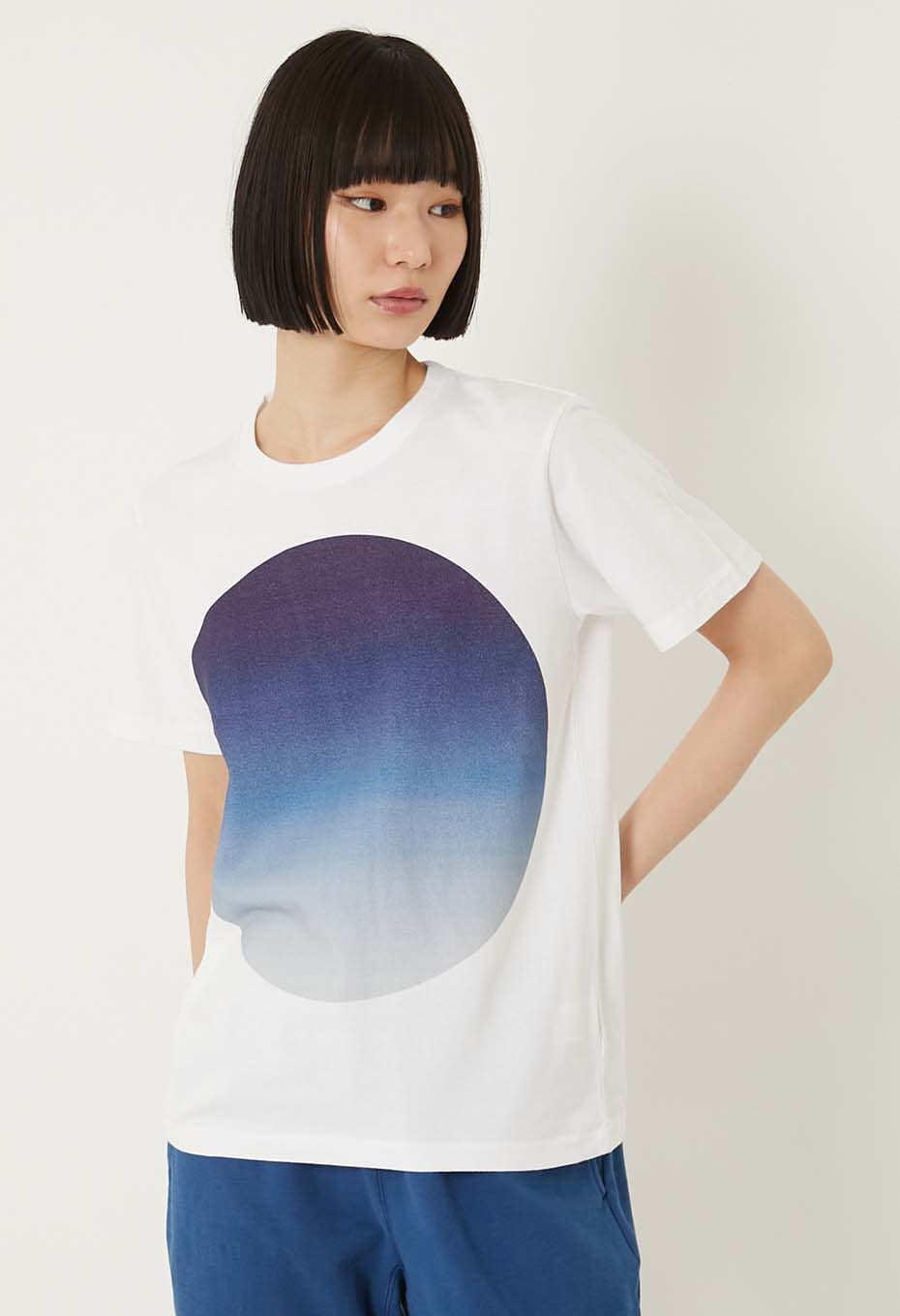BLUE BLUE JAPAN GRADATION BIG CIRCLE PRINT SS TEE - BLUE