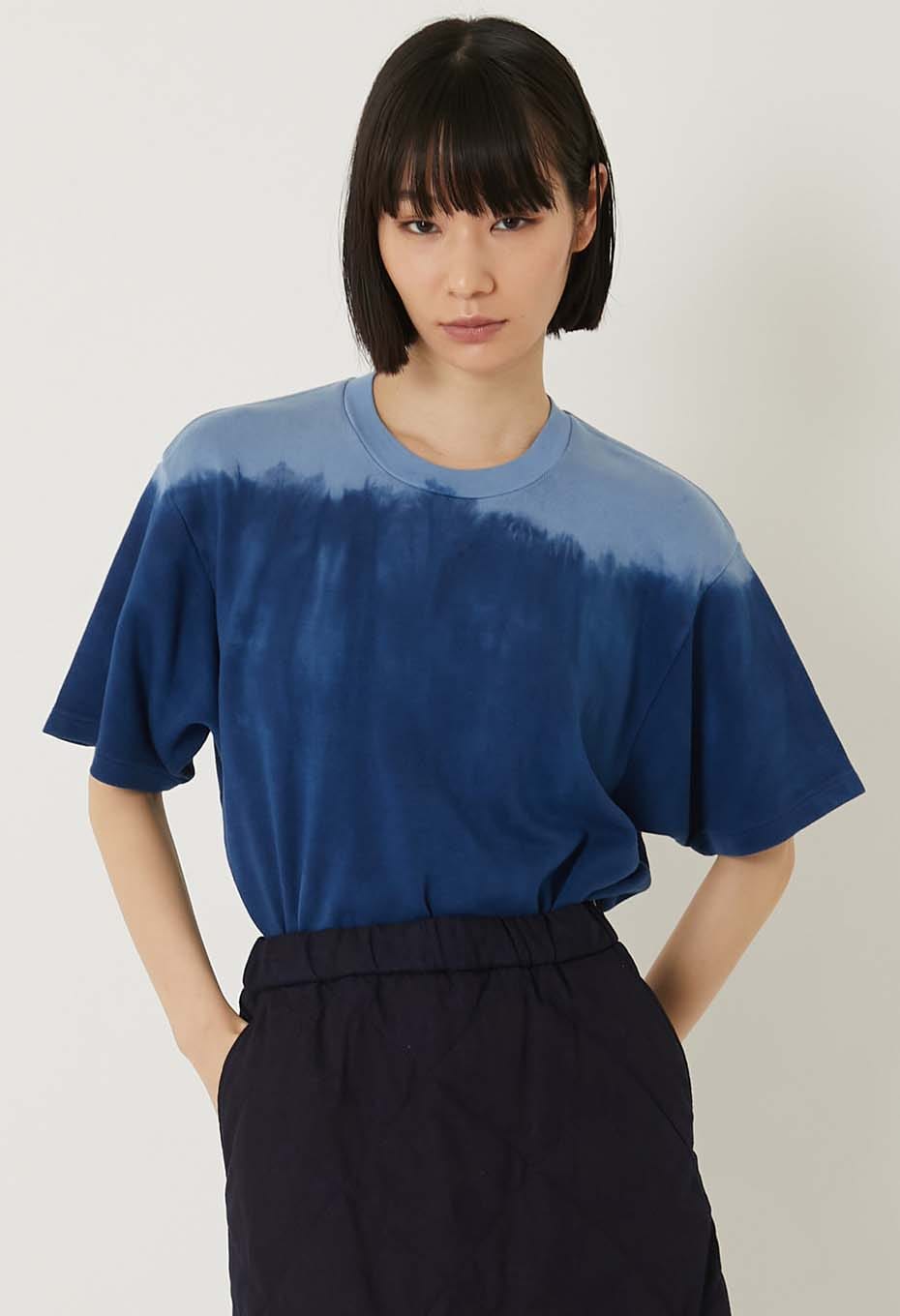 BLUE BLUE JAPAN EIGHTLOCK SMOOTH INDIGO HAND SPECKLED DYED SS TEE
