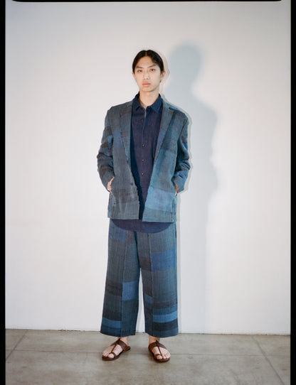 11.11 HAND WOVEN PATCHWORK JACKET - INDIGO