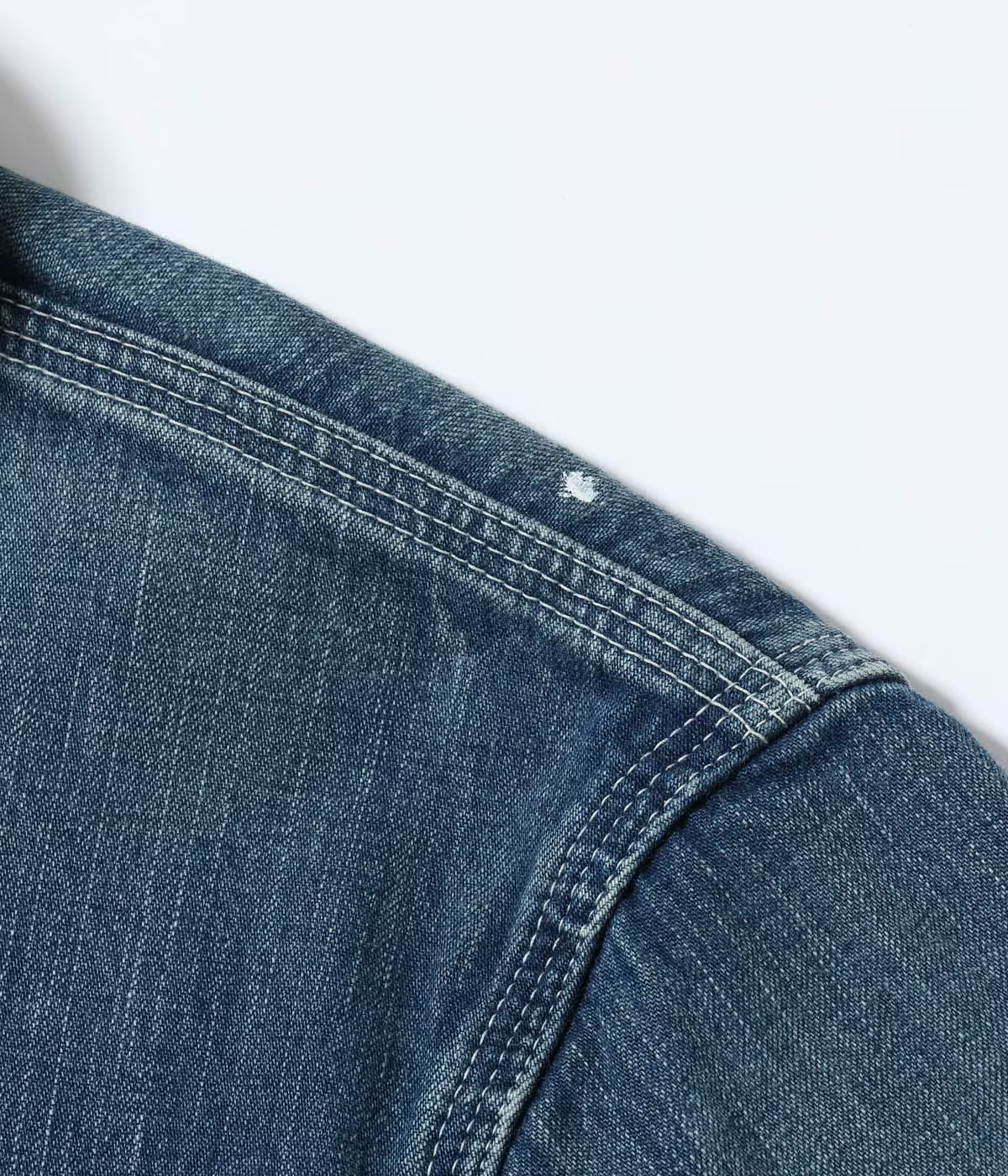 SUGAR CANE 11oz. BLUE DENIM WORK COAT AGED MODEL