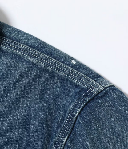 SUGAR CANE 11oz. BLUE DENIM WORK COAT AGED MODEL