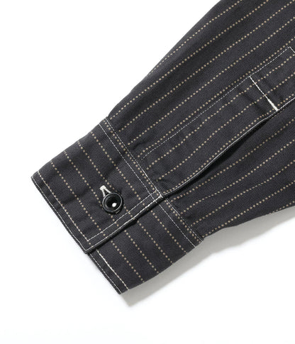 SUGAR CANE FICTION ROMANCE 8.5oz. WABASH STRIPE WORK SHIRT - BLACK