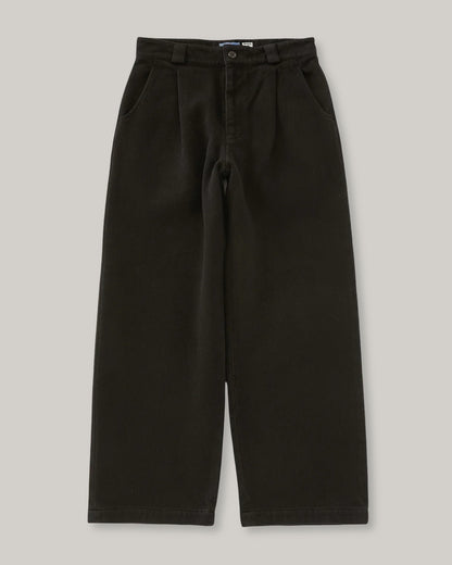 BLUE BLUE JAPAN DARK BLACK DOUBLECLOTH SASHIKO TUCKED WIDE PANTS - BLACK