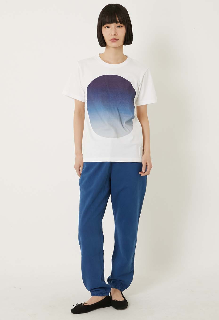 BLUE BLUE JAPAN GRADATION BIG CIRCLE PRINT SS TEE - BLUE