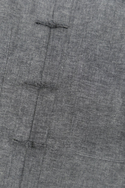 WORK WORKS MEN'S PATCH POCKET TANG SHIRT - YARN DYED GREY