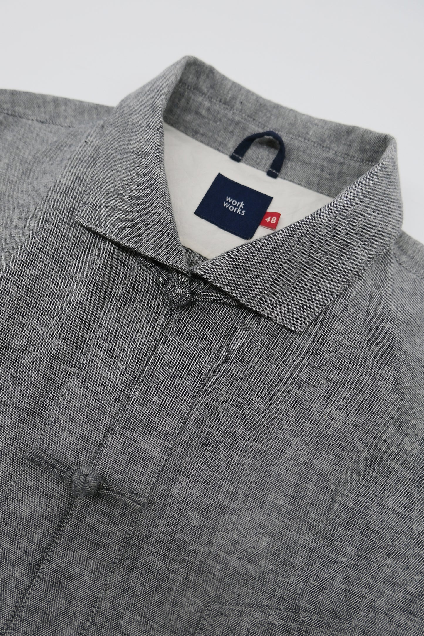 WORK WORKS MEN'S PATCH POCKET TANG SHIRT - YARN DYED GREY