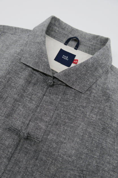 WORK WORKS MEN'S PATCH POCKET TANG SHIRT - YARN DYED GREY