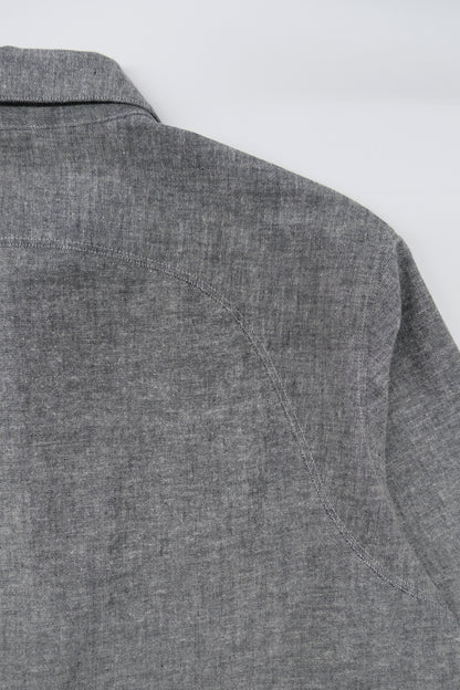 WORK WORKS MEN'S PATCH POCKET TANG SHIRT - YARN DYED GREY