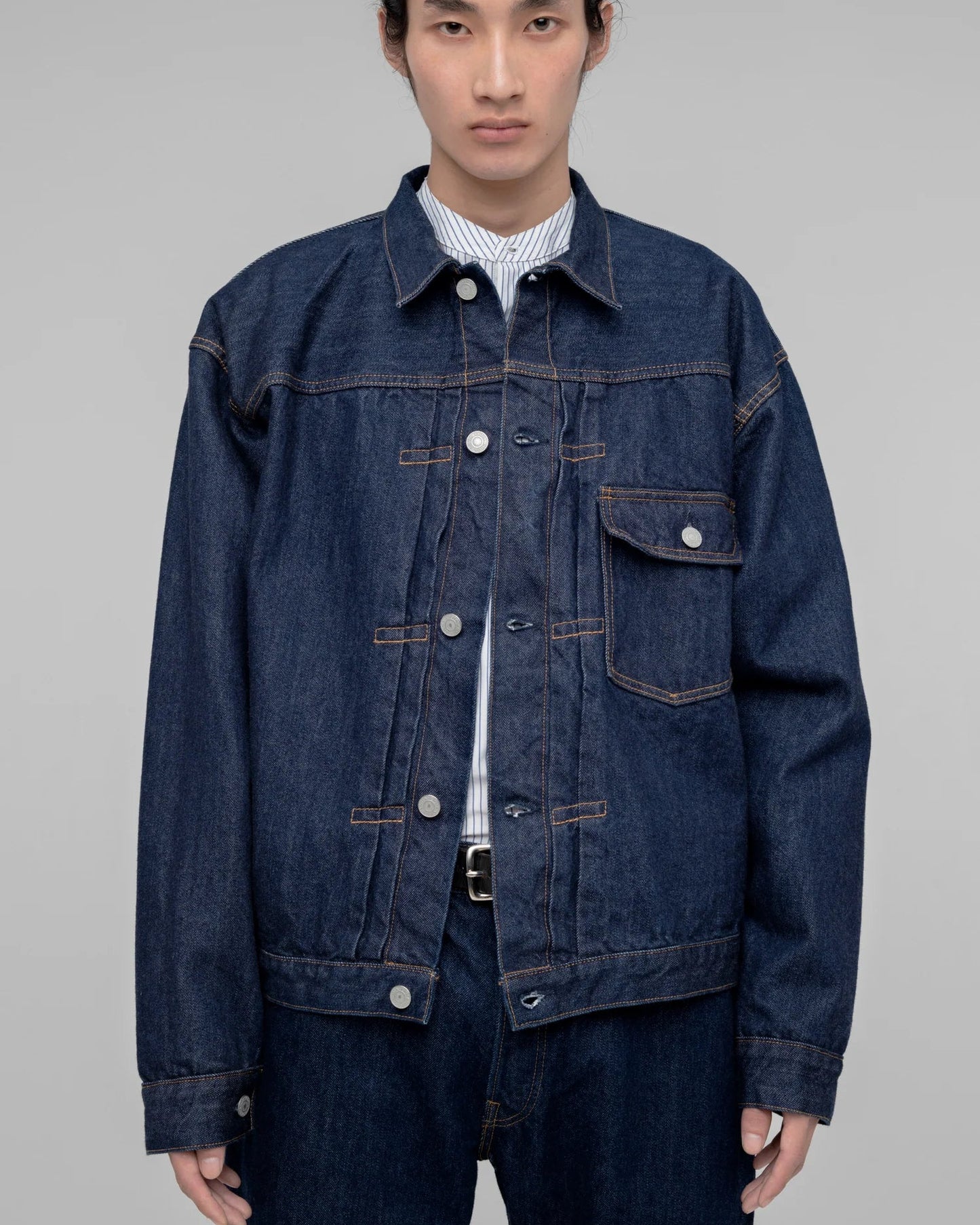 CIOTA SINGLE POCKET DENIM JACKET - NAVY (ONE WASH)