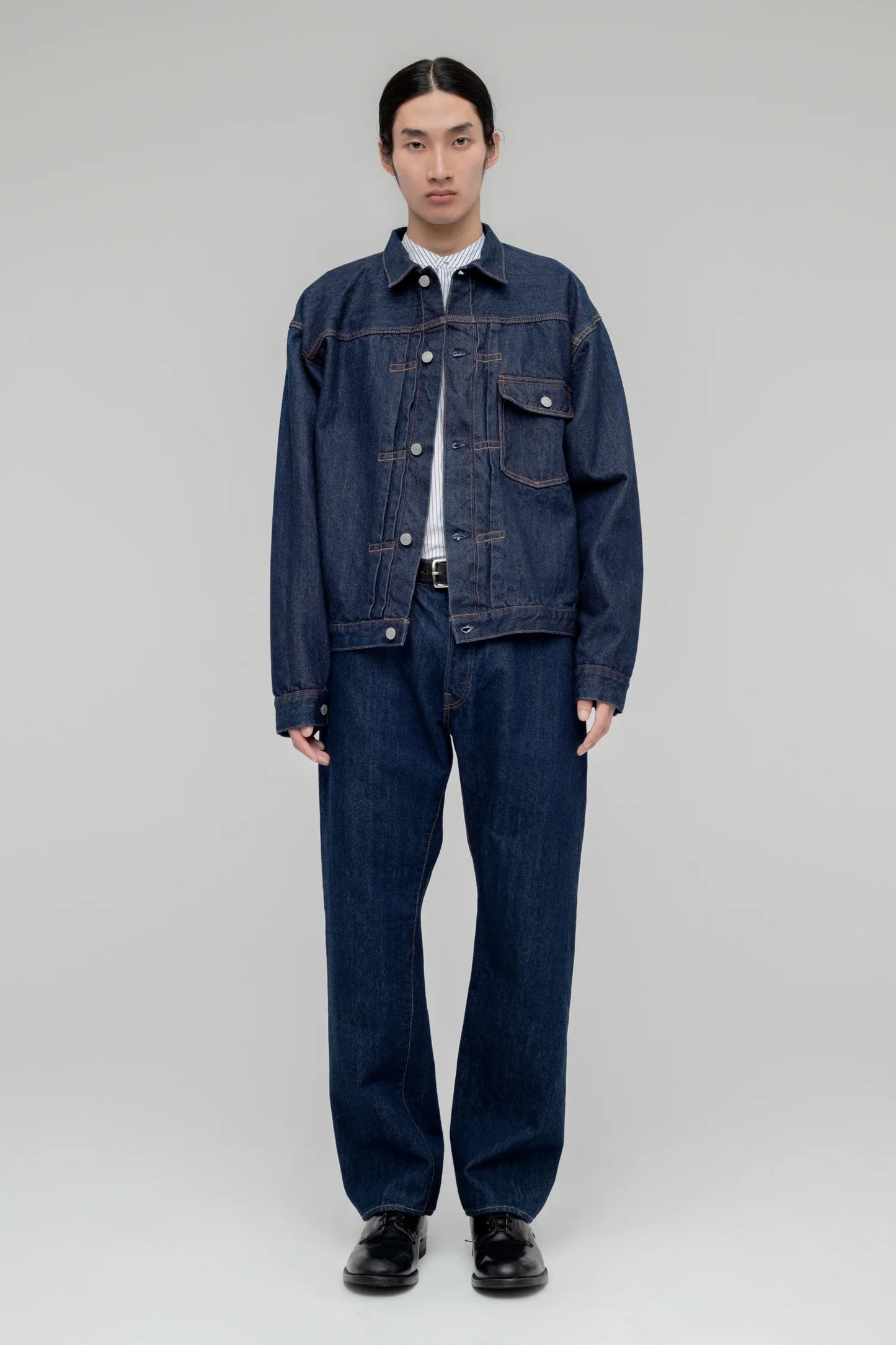 CIOTA SINGLE POCKET DENIM JACKET - NAVY (ONE WASH)
