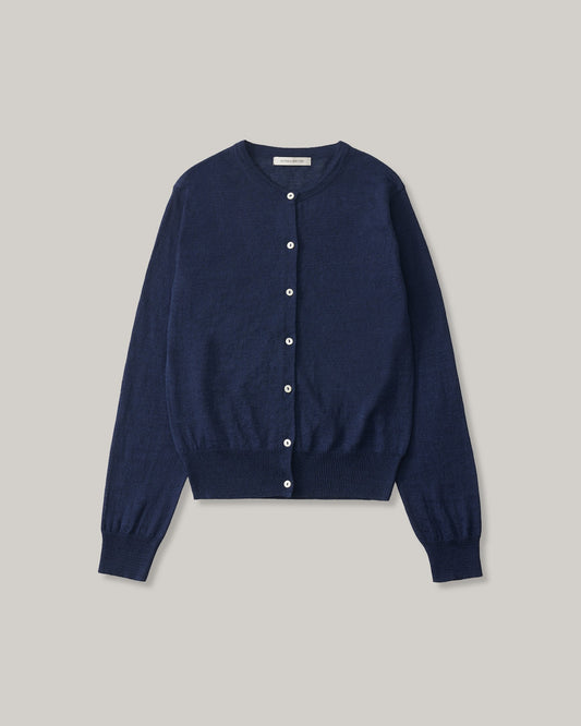 NOTHING WRITTEN ROLA LINEN CARDIGAN - NAVY