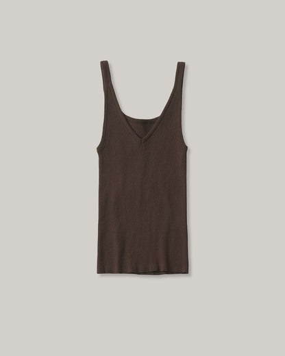 NOTHING WRITTEN HAZE V-NECK SLEEVELESS - BROWN