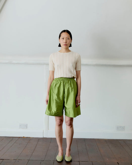 CAWLEY SILK DUPION WOMENS HILDA SHORT - APPLE