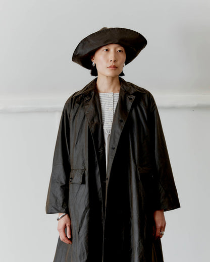 CAWLEY BRITISH OILSKIN SUN HAT WITH LEATHER BELT - OLIVE