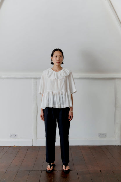 CAWLEY JAPANESE STITCH COTTON GEORGIA TROUSER - WASHED BLACK