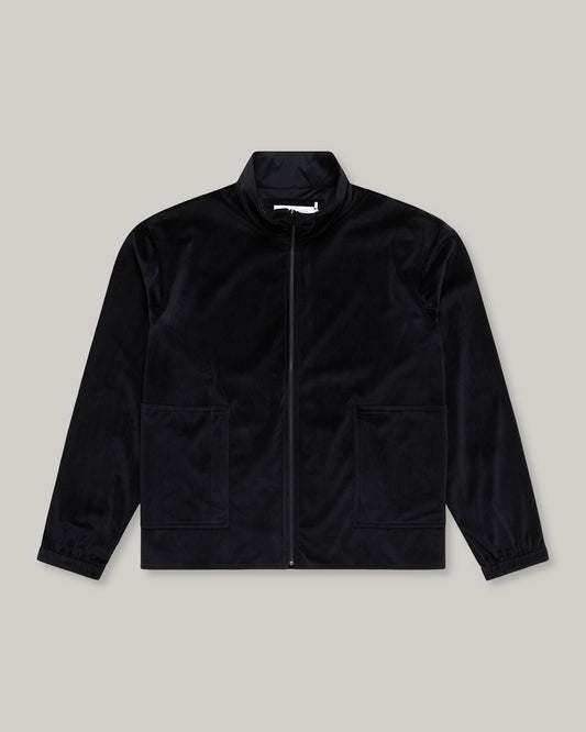 WORKS AND DAYS - CORDUROY TRAINING ZIP JACKET - BLACK