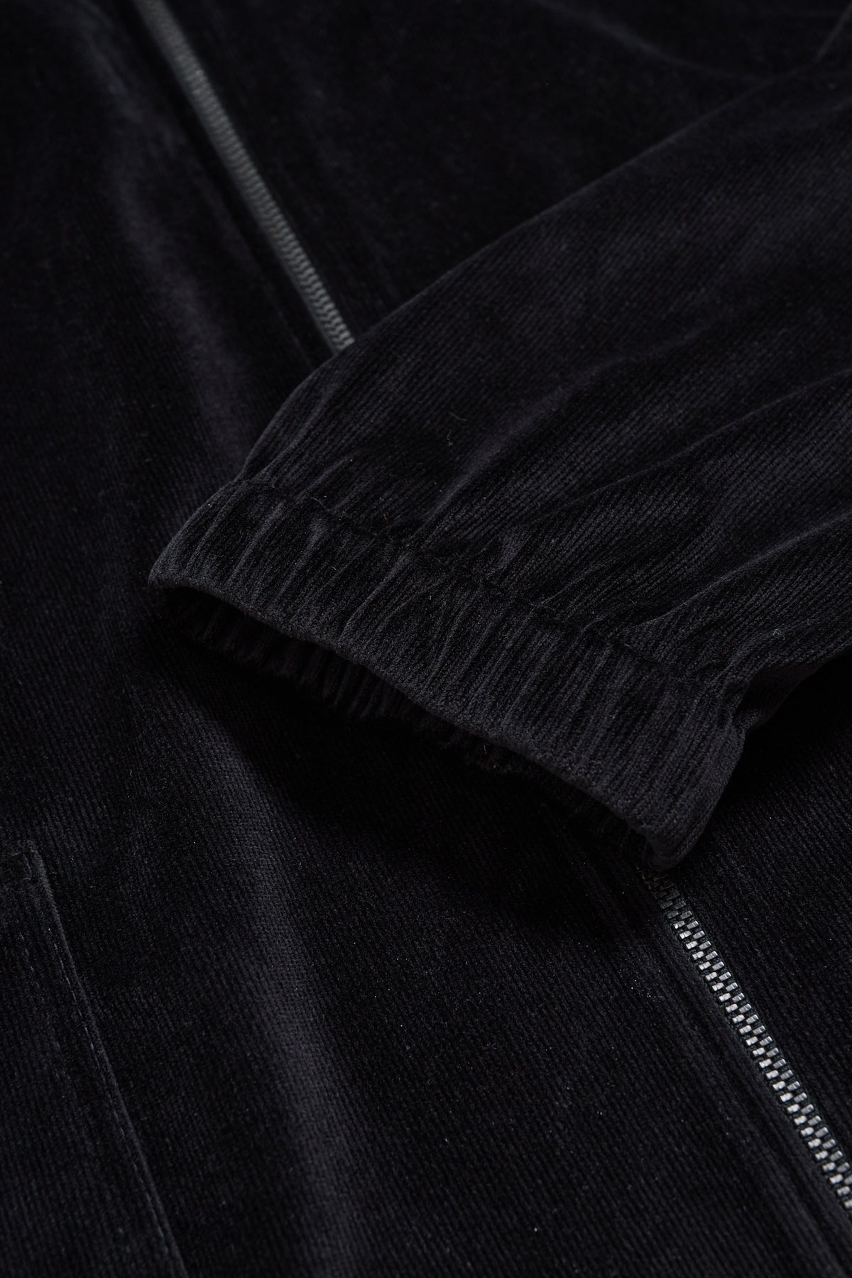 WORKS AND DAYS - CORDUROY TRAINING ZIP JACKET - BLACK