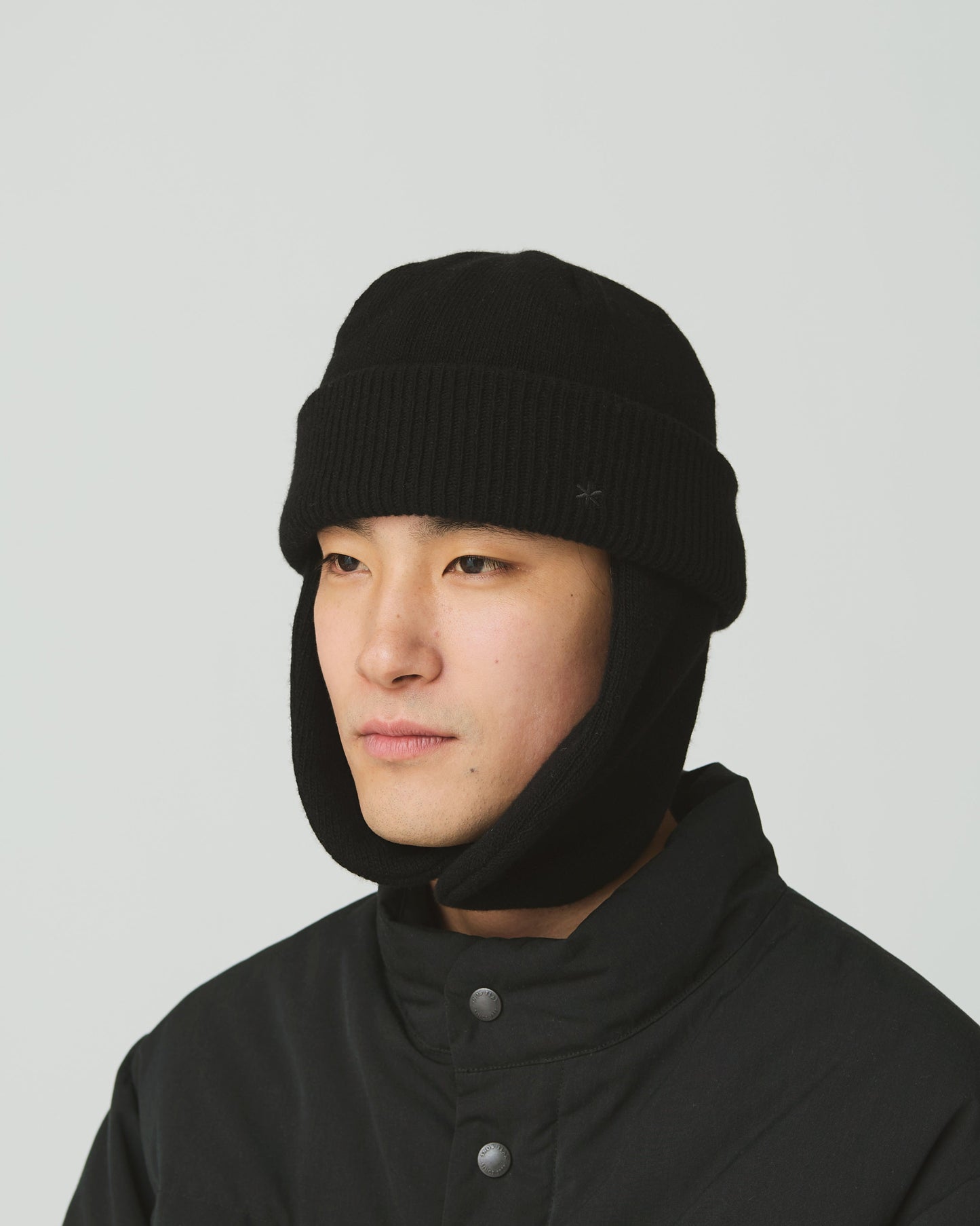SNOW PEAK KNIT FLIGHT CAP - BLACK