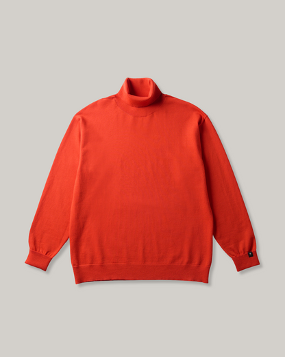 SNOW PEAK WASHABLE WOOL TURTLENECK KNIT - ORANGE
