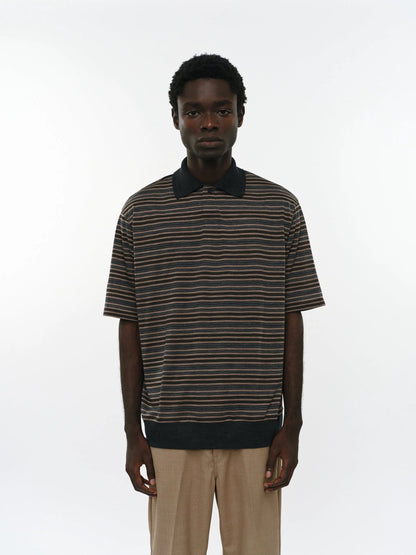 MARKA ONE BUTTON POLO S/S TEE - BEIGE BORDER