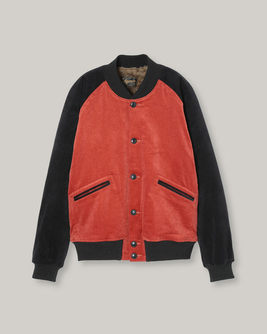 STEVENSON OVERALL CO. GOLDEN ERA ATHLETIC JACKET - RED x BLACK