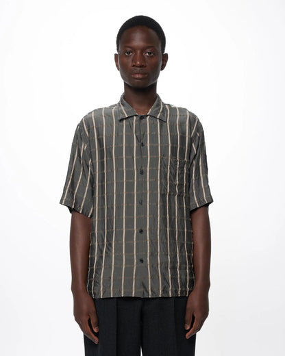 MARKA OPEN COLLAR SS SHIRT - GREY CHECK