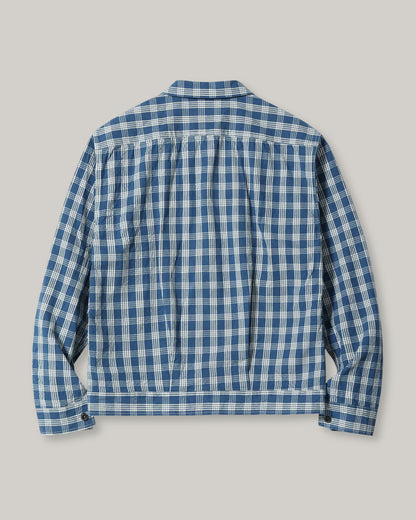 UNION SUPPLY PALAKA CHECK SHIRT BLOUSE - BLUE CHECK