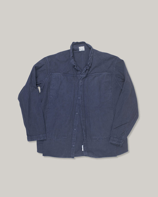 TENDER PLEAT POCKET POCKET SHIRT - COTTON DROP CLOTH - HADAL BLUE