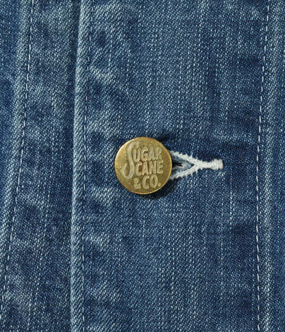 SUGAR CANE 11oz. BLUE DENIM WORK COAT AGED MODEL