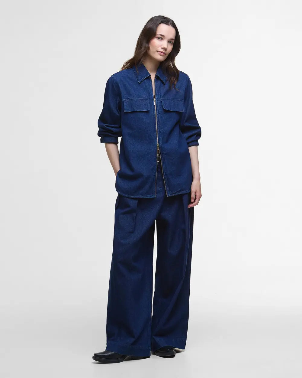 BARBOUR ARLA DENIM WIDE LEG TROUSERS - RINSE WASH