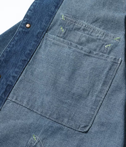 SUGAR CANE 11oz. BLUE DENIM WORK COAT AGED MODEL