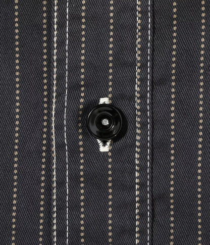SUGAR CANE FICTION ROMANCE 8.5oz. WABASH STRIPE WORK SHIRT - BLACK